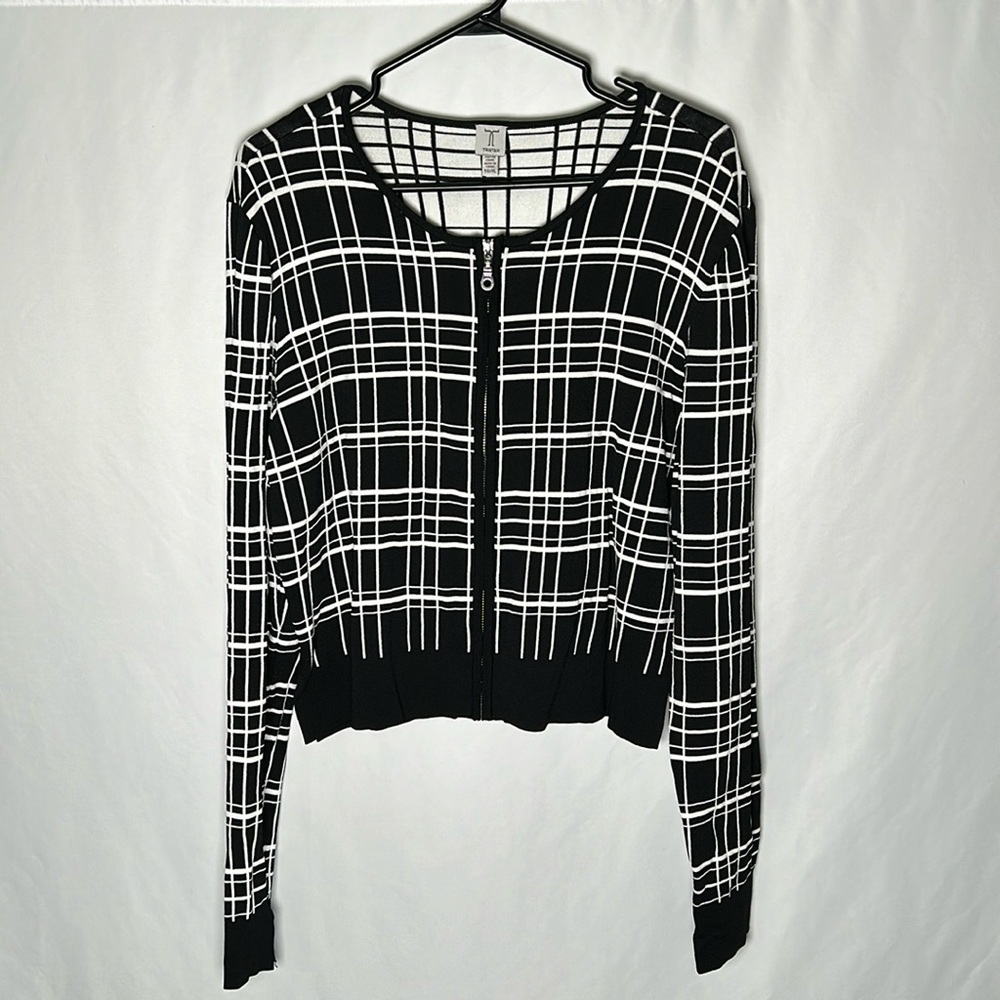 Tristan Black and White Plaid Cardigan